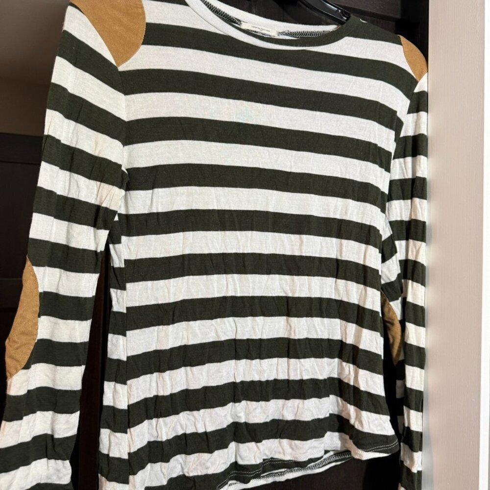 12 PM By Mon Ami - Striped Long Sleeve Top with Elbow Patches